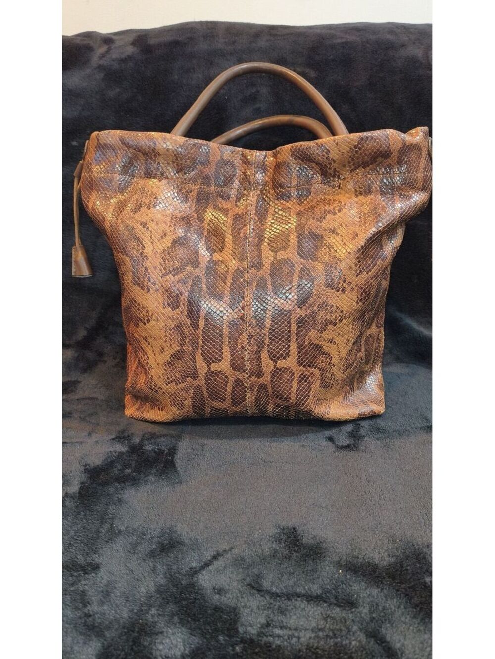Furla Python Embossed Leather Hand Bag - Picture 2 of 8